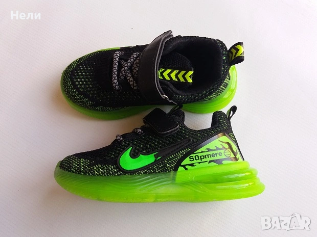 Детски текстилни маратонки черно/неон, снимка 2 - Детски маратонки - 54220824