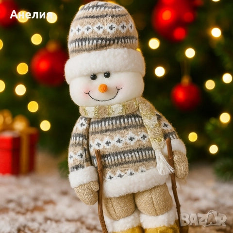 Коледна играчка Снежен човек с плетен костюм , снимка 3 - Декорация за дома - 52121464