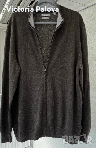 🟤 Galeria  коприна и кашмир, жилетка с цип, фин трикотаж XL, снимка 14 - Блузи - 54082727