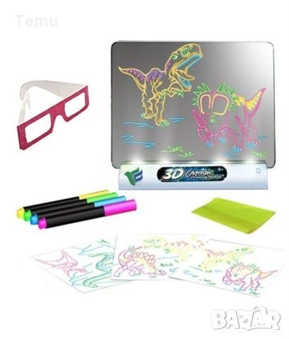 Магическа, светеща 3D дъска за рисуване с цветни маркери, снимка 5 - Рисуване и оцветяване - 45695646