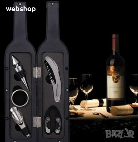 Подаръчен комплект за вино 6в1 тип отваряща се бутилка, снимка 4 - Други стоки за дома - 45156585