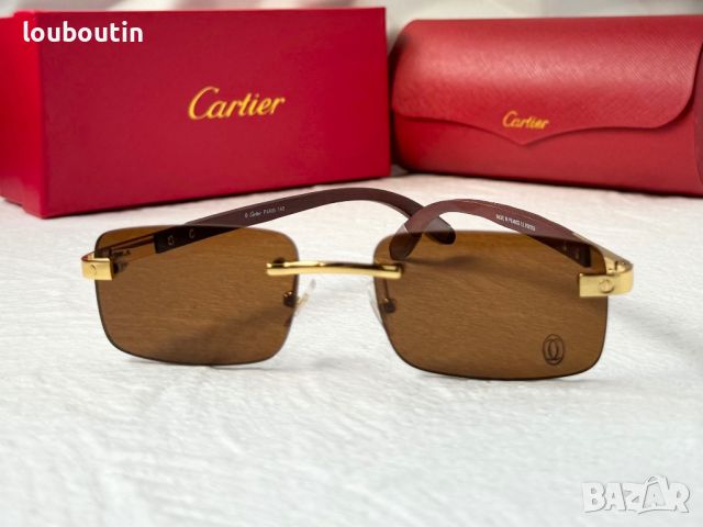 Cartier висок клас мъжки слънчеви очила с дървени дръжки, снимка 5 - Слънчеви и диоптрични очила - 45870838