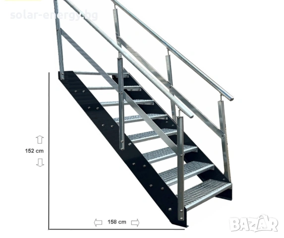 Метално стълбище 8 стъпала | Външни стълби | Поцинковано, снимка 3 - Други - 54235682