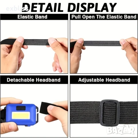 Ултра ярък LED мини челник за глава, влагоустойчив, снимка 4 - Лед осветление - 50761085