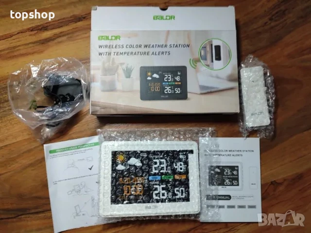НОВА Метеорологична станция BALDR Вътрешен и външен термометър Цифров цветен LCD, Фаза на луната..., снимка 3 - Друга електроника - 50494747
