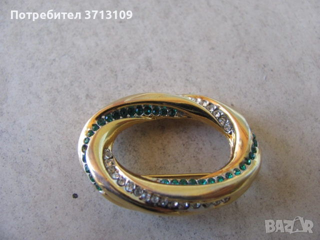 Красива Брошка с изумруди (смарагди ),цирконии,маркировка, снимка 6 - Други - 51668921