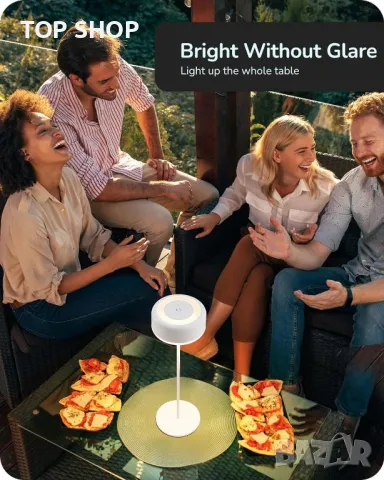 EDISHINE Настолна лампа LED акумулаторна сензорна 2 цветни режима външна преносима - бяла, черна, снимка 7 - Настолни лампи - 49340624