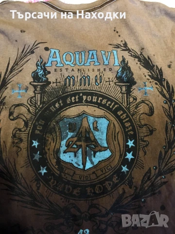 Автентична Мъжка тениска Aqua VI кафява M оригинална Medium, снимка 3 - Тениски - 50957419