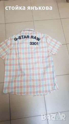 Продавам мъжка карирана риза къс ръкав G Star, снимка 2 - Ризи - 45552503
