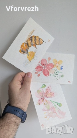 Ръчно рисувани картички, снимка 2 - Коледни подаръци - 54013429