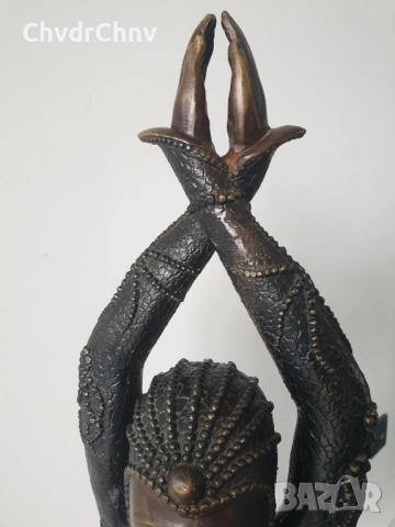 107см-11кг Chiparus статуетка/стара френска бронзова скулптура/голяма фигура на кабаретна танцьорка, снимка 6 - Статуетки - 51742688