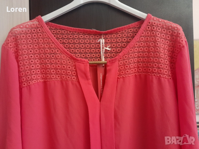Ново!Блуза тип риза в керемидено розов цвят, снимка 5 - Ризи - 52645819