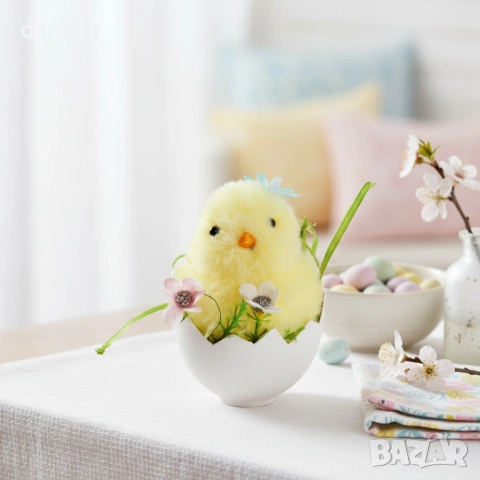 6513 Великденска декорация пиленце в яйце, 13 см, снимка 3 - Декорация за дома - 53912727
