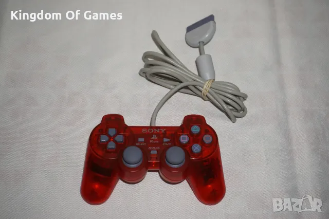 Много Рядък Оригинален Червен Прозрачен PSone Аналогов Контролер за PS1/PS2 в Отлично Състояние, снимка 2 - Аксесоари - 50085632