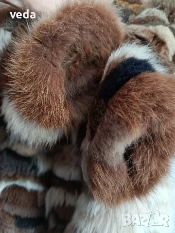 Шарено кожено палто от лисица естествен косъм размер М, снимка 3 - Палта, манта - 53609274