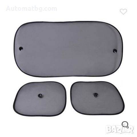 Комплект сенници Automat, 3 части, За задно и странични стъкла, Черен, снимка 1 - Аксесоари и консумативи - 45750242