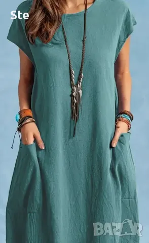 Лятна дамска рокля с кръгло деколте  15 лв.