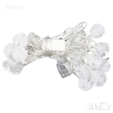 Многоцветни коледни LED лампички с топчета с щепсел- Многоцветни, дължина - 5м ,28 бр. лампички., снимка 2 - Лед осветление - 52441852