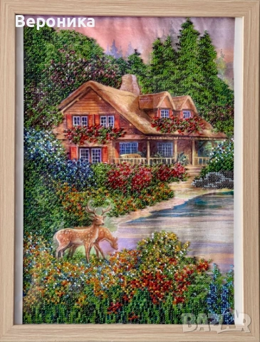 ушит гоблен със  чешки мъниста "Тишина"