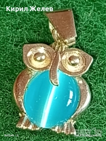 Сребърна висулка във формата на Бухал 🦉 с инкрустиран камък КОТЕШКО ОКО финно бижу 52625, снимка 7 - Колиета, медальони, синджири - 53777253