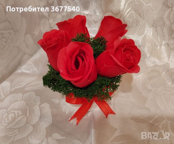 Кашпа със сапунени рози, снимка 2 - Декорация за дома - 45437899