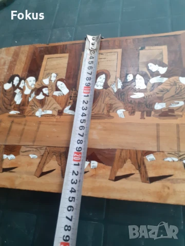 Тайната вечеря уникална стара икона ситарзии от дърво и кост, снимка 6 - Антикварни и старинни предмети - 50839959