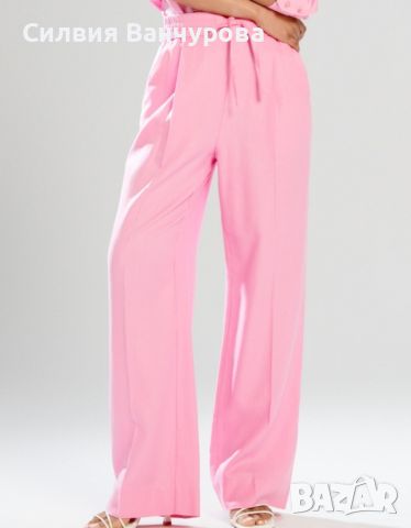 Панталон с широки крачоли в бебешко розово , снимка 1 - Панталони - 46246092