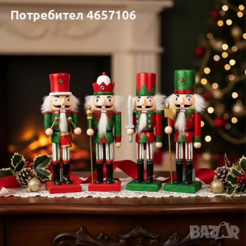 Коледна дървена фигурка Лешникотрошач – Перфектния вълшебен декор, снимка 4 - Статуетки - 52494440