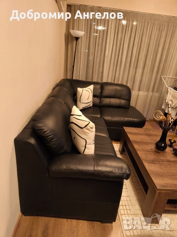 черен кожен диван от естествена кожа с ракла и възможност за разтягане., снимка 7 - Дивани и мека мебел - 53268236