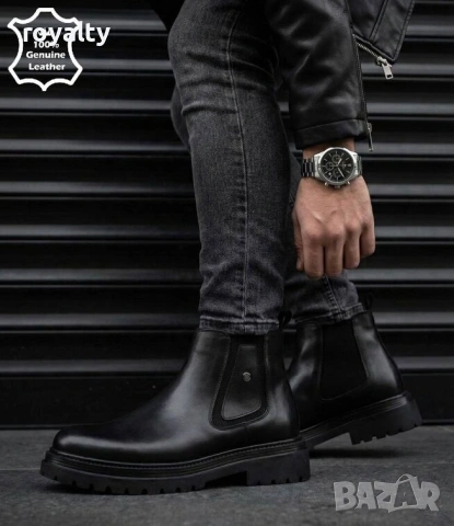 Мъжки боти - черна ЕСТЕСТВЕНА кожа