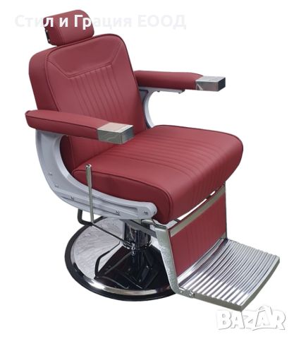 Бръснарски стол Glory - кафяв/черен/червен, снимка 4 - Бръснарски столове - 45930645