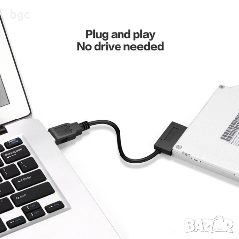 Адапторен кабел USB към 13Pin Slimline SATA Laptop CD/DVD Rom 13-Pin 13ПИНА 13-пин Optical Drive, снимка 5 - Части за лаптопи - 27012441