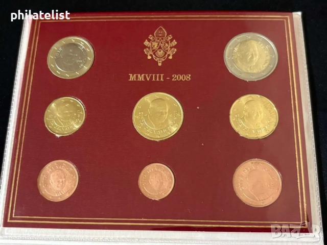 Ватикана 2008 г. - комплектен сет от 1 цент до 2 евро BU, снимка 2 - Нумизматика и бонистика - 51991133