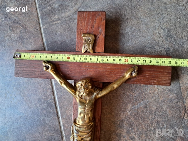 кръст разпятие Исус Христос дъб и бронз 32/3, снимка 8 - Антикварни и старинни предмети - 53141728