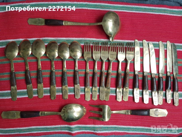 Позлатени прибори за хранене , снимка 2 - Прибори за хранене, готвене и сервиране - 51515491