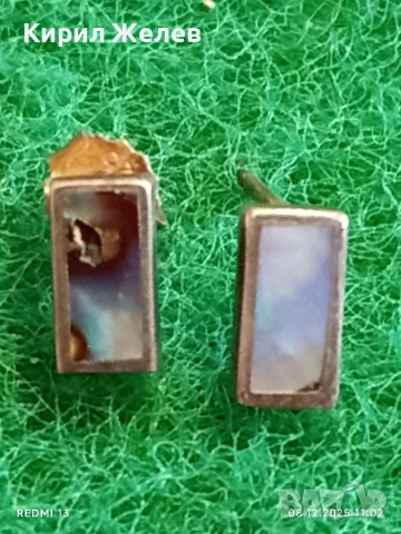 Винтидж сребърни обеци с седеф 38913, снимка 2 - Обеци - 52687006