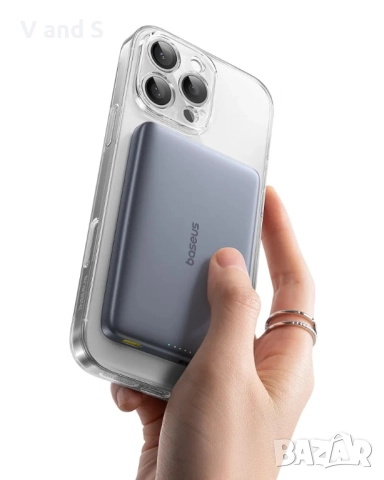 Външна батерия Baseus Picogo AM41, ултра тънка 10000mAh Qi2 Magsafe външна батерия 15W безжична, бър