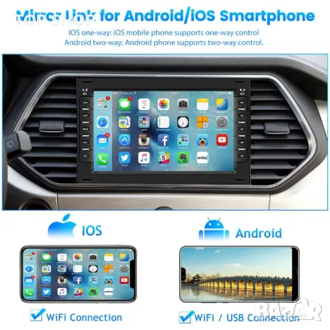 Мултимедия, Двоен дин, за VW BORA, POLO, SHARAN, JETTA, Golf, Volkswagen Андроид, навигация, Android, снимка 10 - Аксесоари и консумативи - 49746496