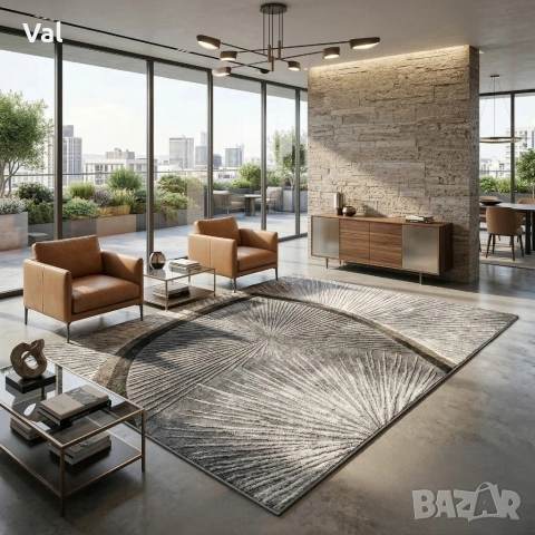 Модерен килим за хол 120х160см - Абстрактни дизайни и 3D ефект, Противоплъзгащ, снимка 4 - Килими - 53882158