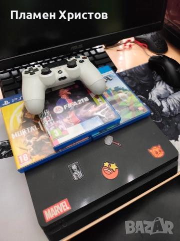 Playstation 4 slim + Minecraft, Fifa 21 & Mortal Combat 11, снимка 1
