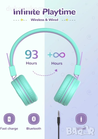 Детски безжични слушалки iClever с микрофон – Bluetooth 5.0, ограничение на звука, снимка 6 - Слушалки и портативни колонки - 53269779