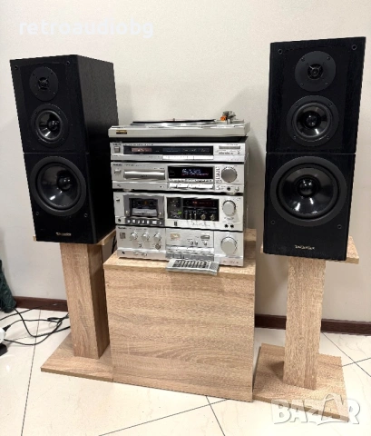 🔊Ретро аудио система - сет TECHNICS - усилвател, сд плеър, дек, тунер, грамофон и тонколони🔈