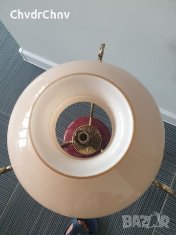 Винтидж кристална лампа с порцеланово тяло и елементи от бронз, снимка 2 - Антикварни и старинни предмети - 46475130