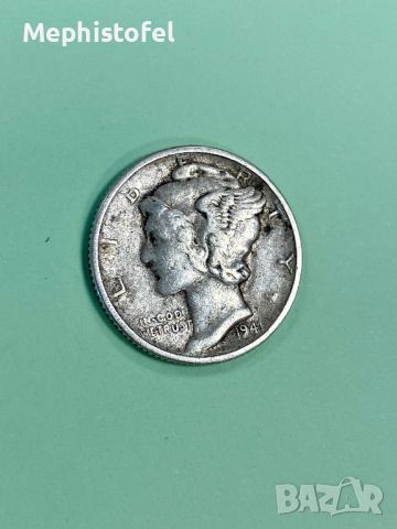 10 цента /Дайм/ 1941 г, САЩ - сребърна монета, снимка 2 - Нумизматика и бонистика - 45856588