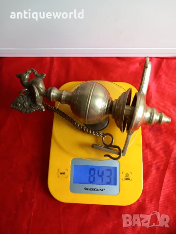 Рядка Голяма Стара Бронзова МАСЛЕНА Лампа, снимка 6 - Антикварни и старинни предмети - 51211604