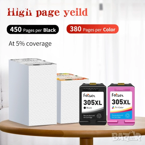 Мастилени касети Foiset 2 черни, 305 XL, резервна част за мастило за принтер HP 305 305XL, ..., снимка 6 - Консумативи за принтери - 52794629