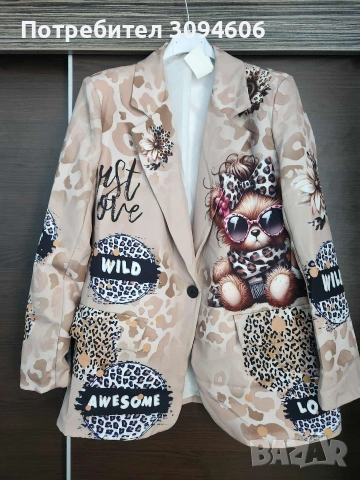 Дамско сако с цветен принт, снимка 3 - Сака - 53131541