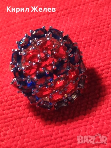 Ефектен сребърен пръстен тип Коктейлен с Рубини и Сапфири за официални събития 51788, снимка 17 - Пръстени - 53003800