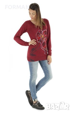 Тъничка и бляскава блуза от много фино плетиво с щампа с пайети, снимка 4 - Блузи с дълъг ръкав и пуловери - 45083528