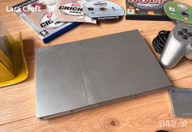 PS2 Slim Silver PlayStation 2 + подарък 6 игри и два контролера, снимка 5 - PlayStation конзоли - 53901236